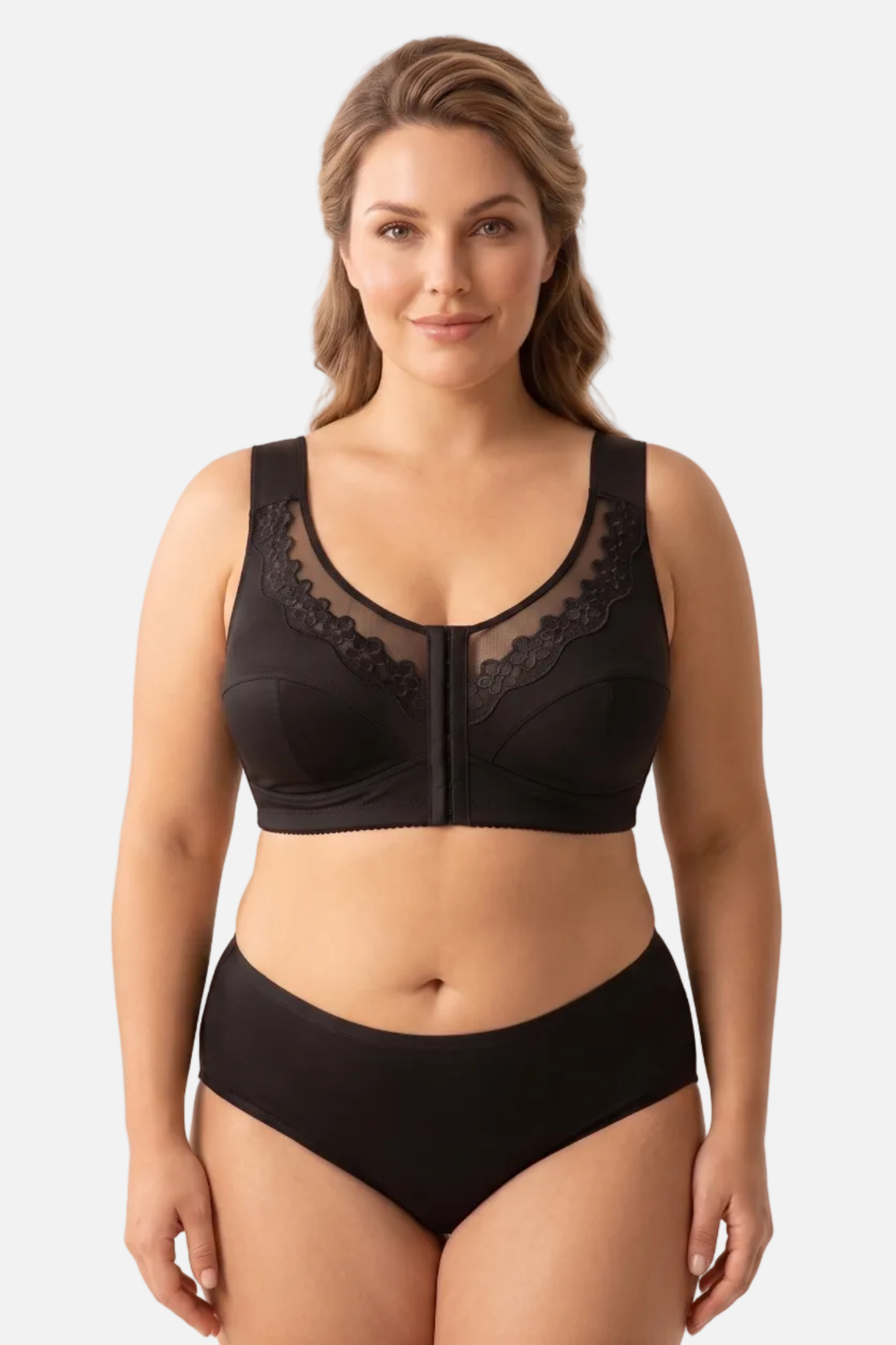 Kristina non-wired front-closing bra in black