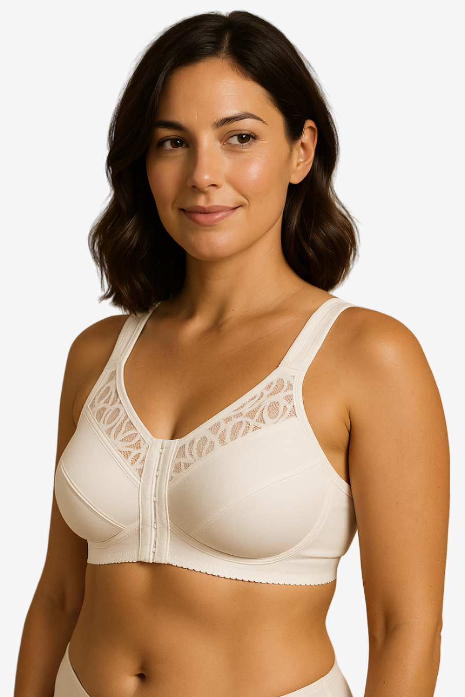 Laura front closure cotton bra in white