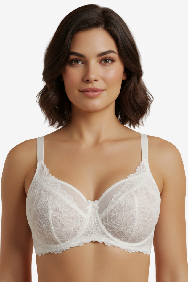 Lily underwired lace bra in white