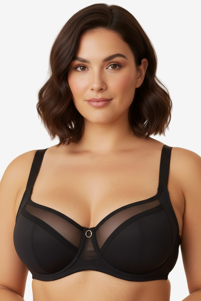 Rose underwired padded bra in black