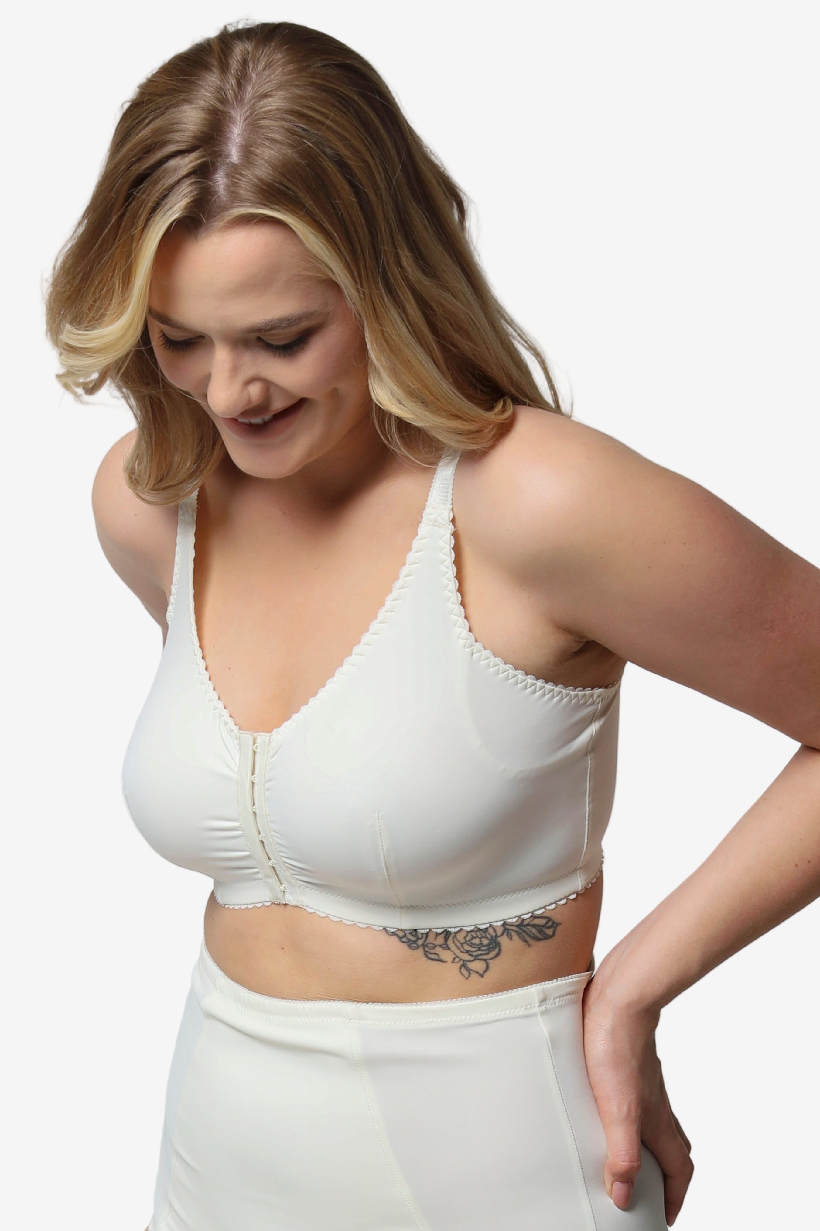Brigita soft microfiber front-closure mastectomy bra B-E in ivory