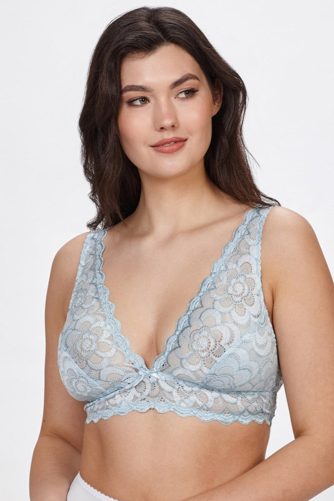 Nia non-wired floral lace bralette in blue
