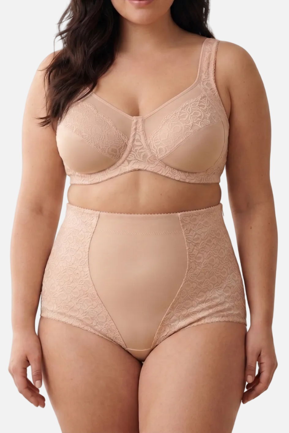 Frederica high waist lace briefs in beige