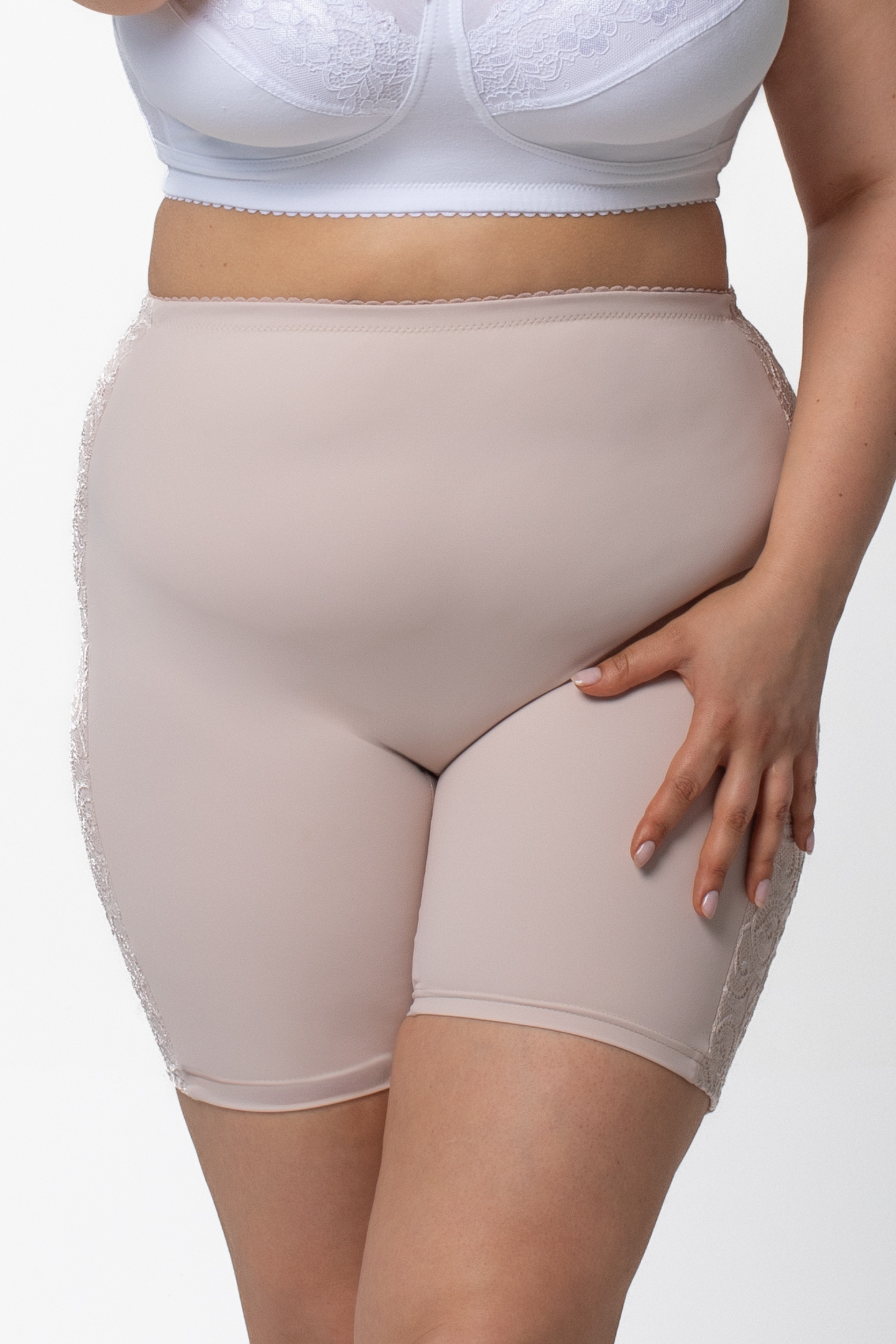 Grace high waist light compression shorts in beige