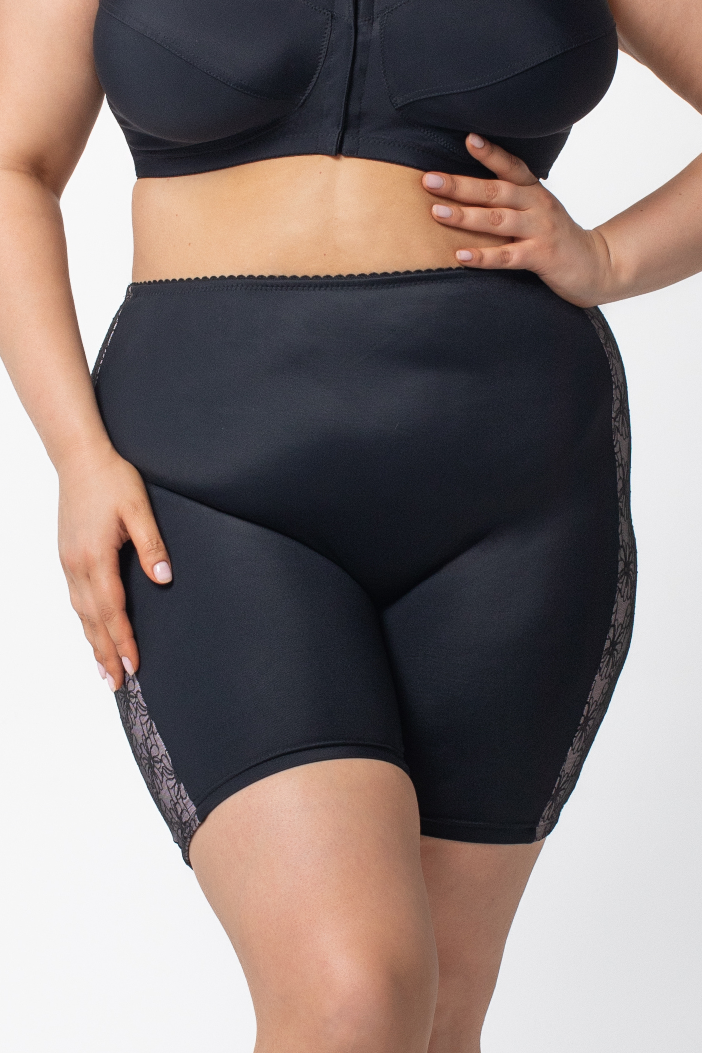 Grace high waist light compression shorts in black