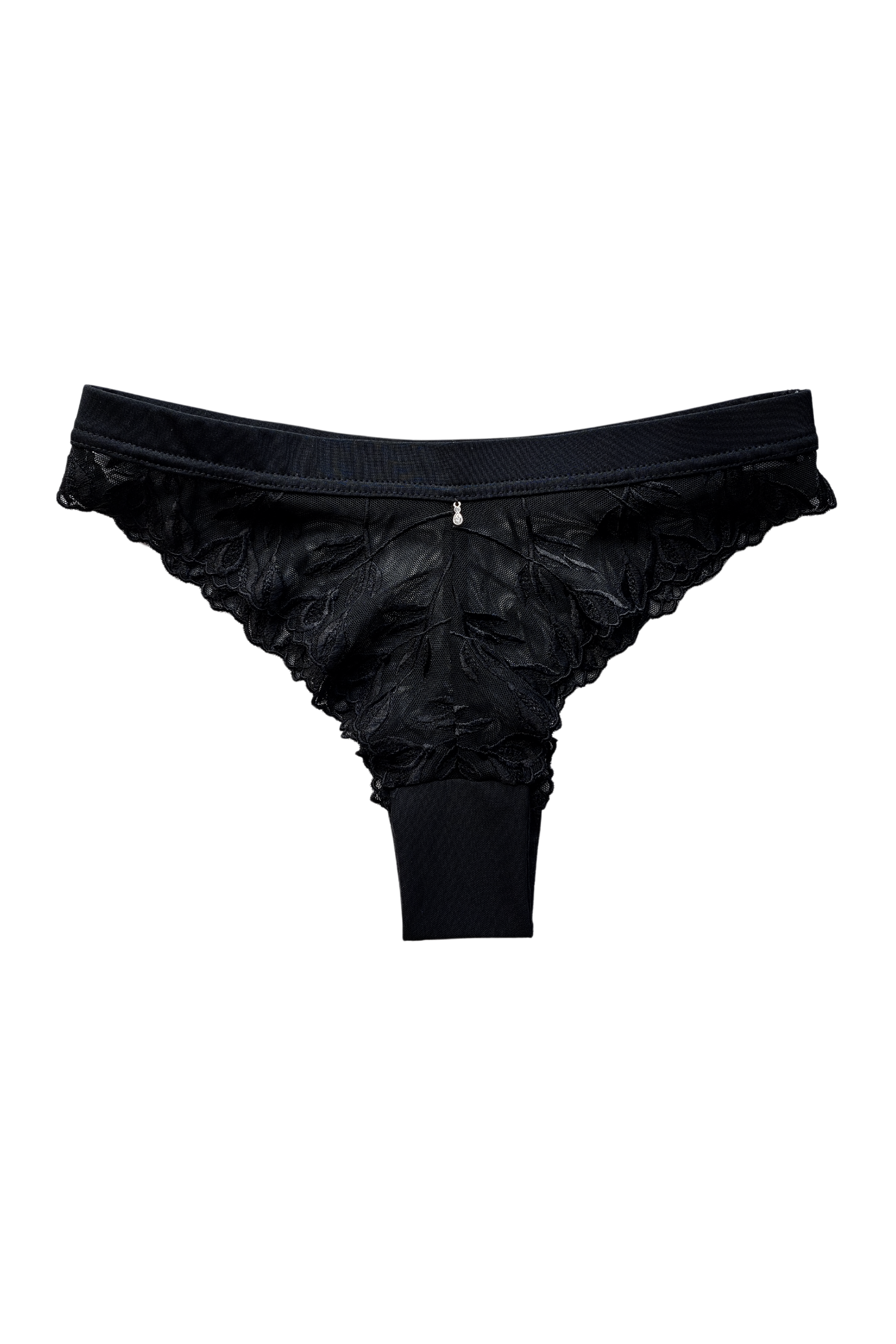 Aria regular waist lacy panties in black