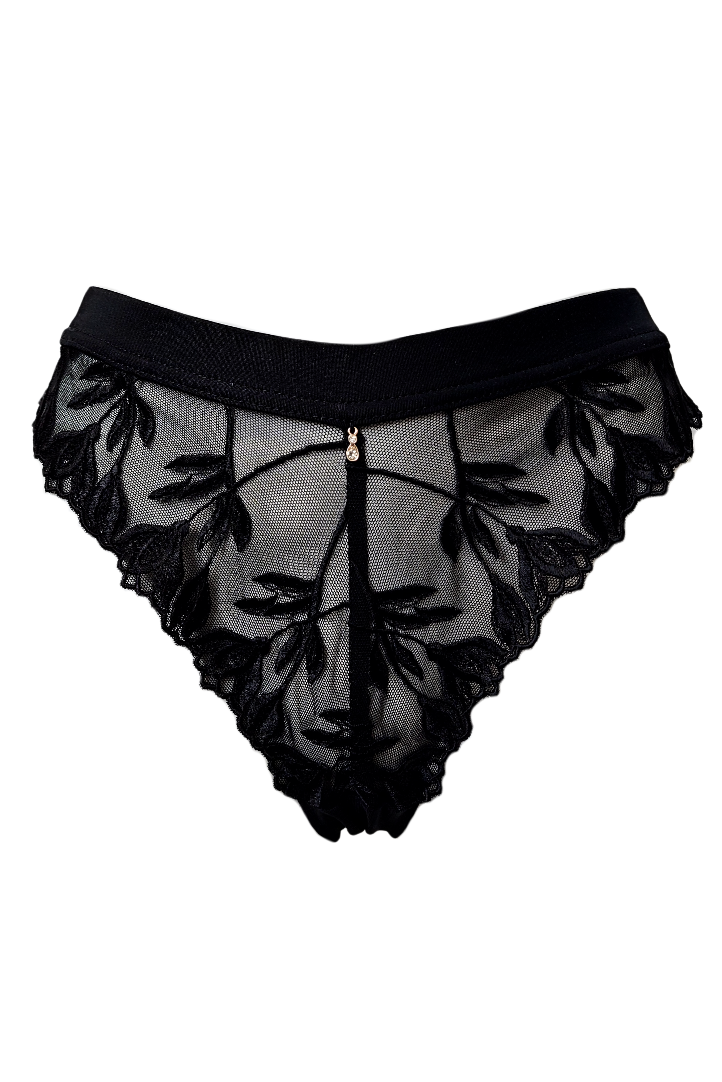 Aria regular waist lacy panties in black