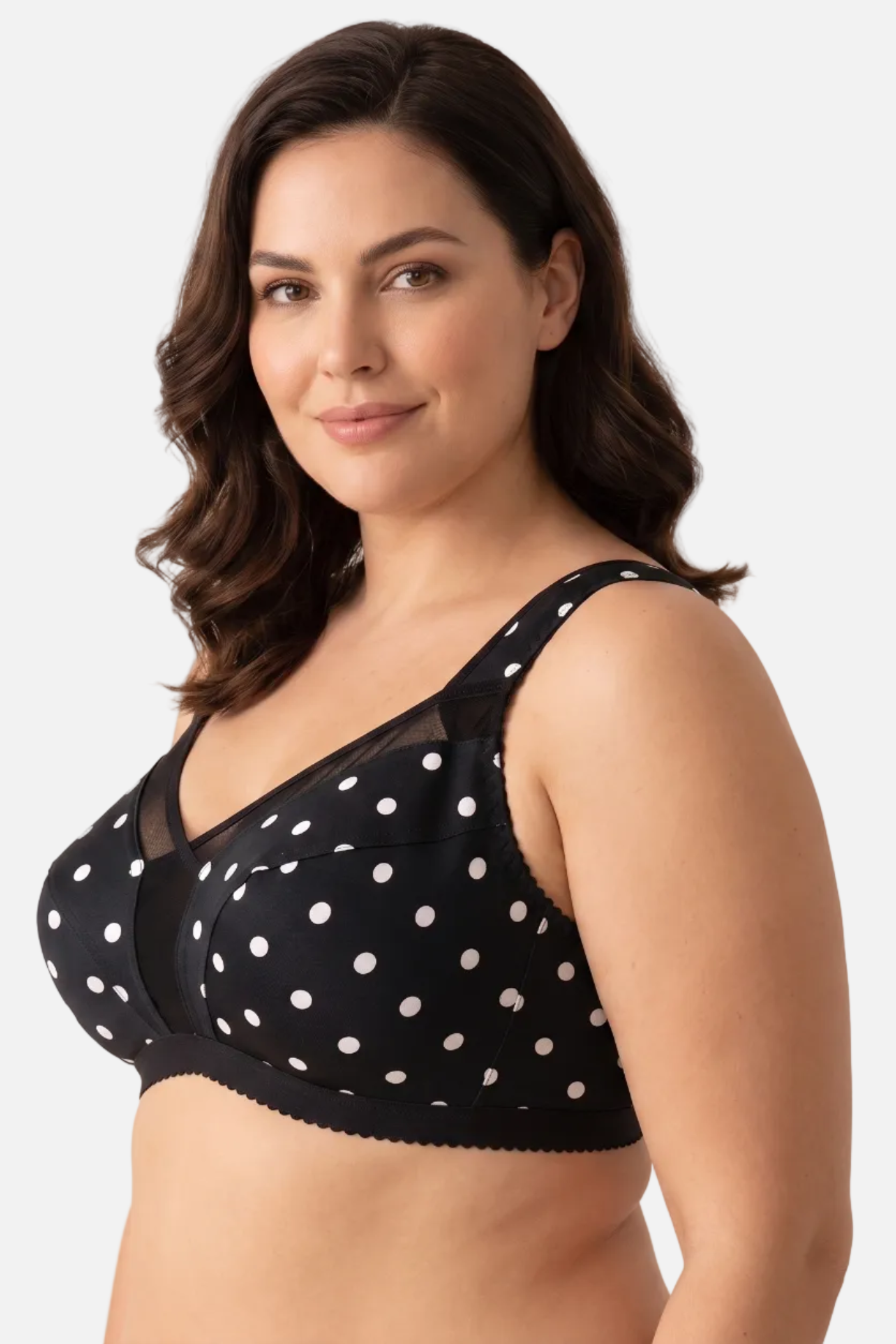 Sabina Black Polka Dot Bra with Mesh Details
