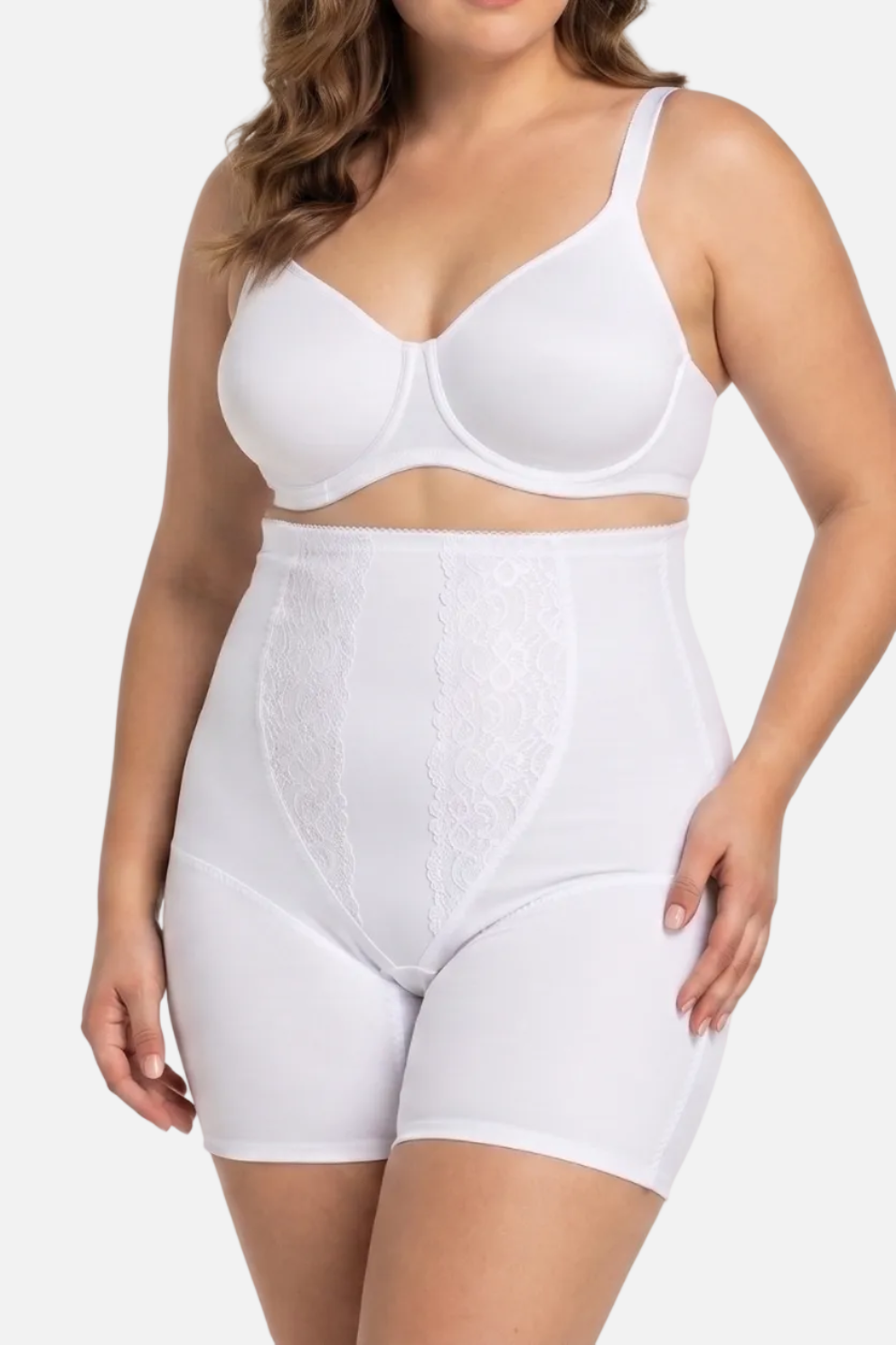 Alina high waist light compression shorts in white