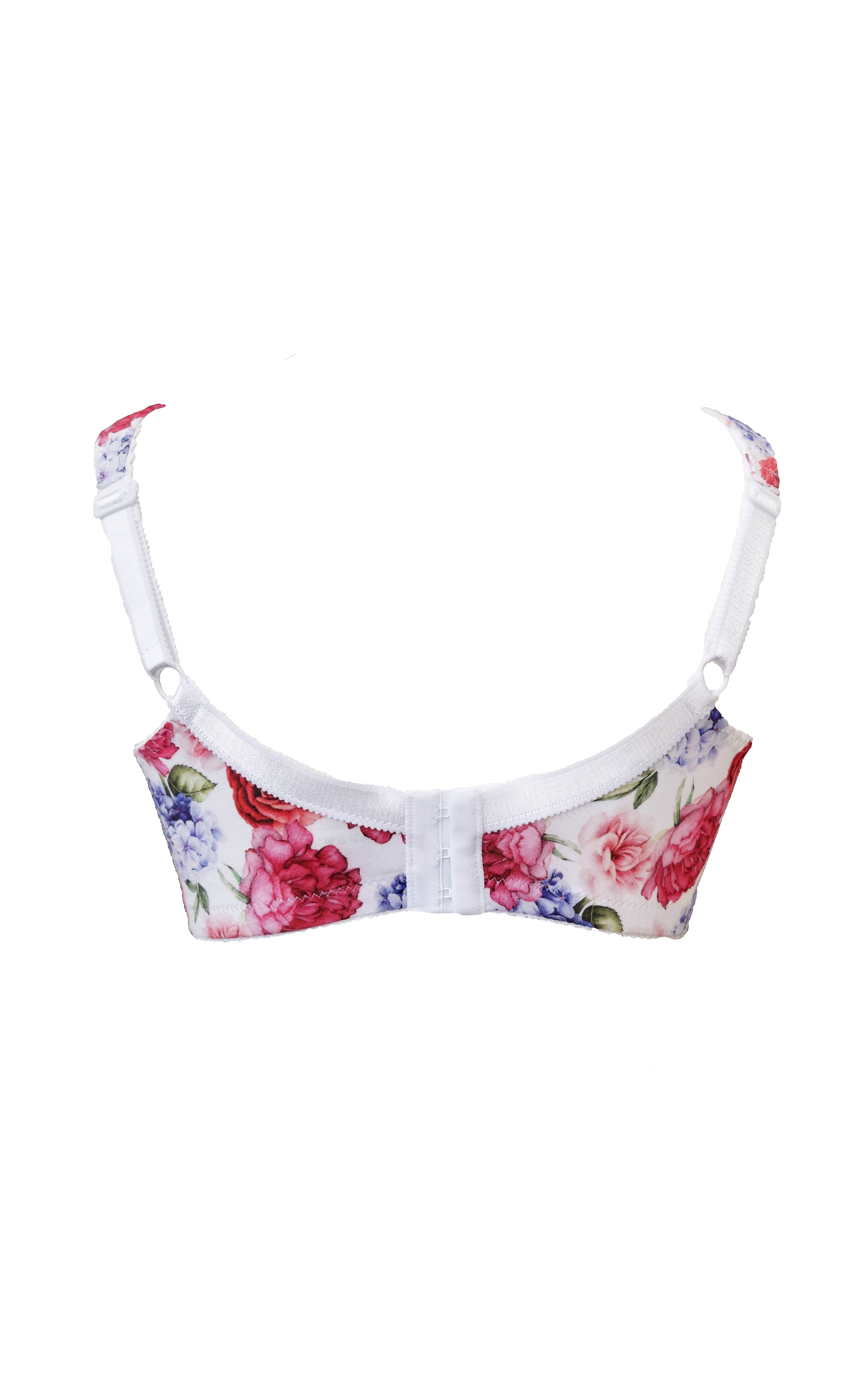 Eveline floral print non-wired bra B-E in white