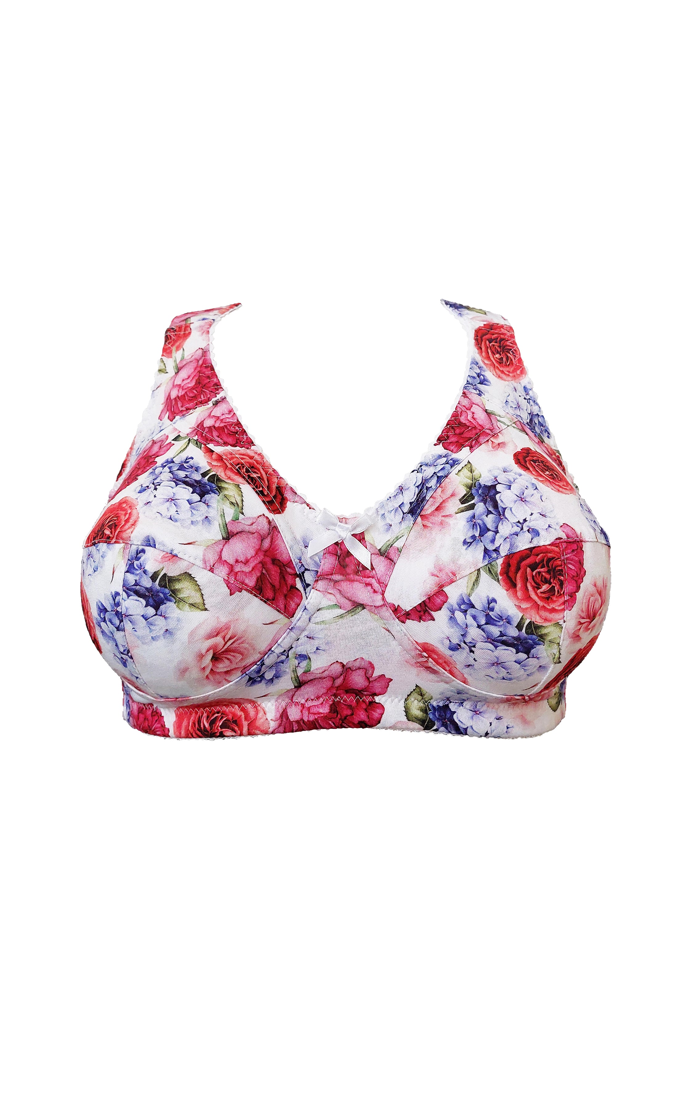 Eveline floral print non-wired bra B-E in white