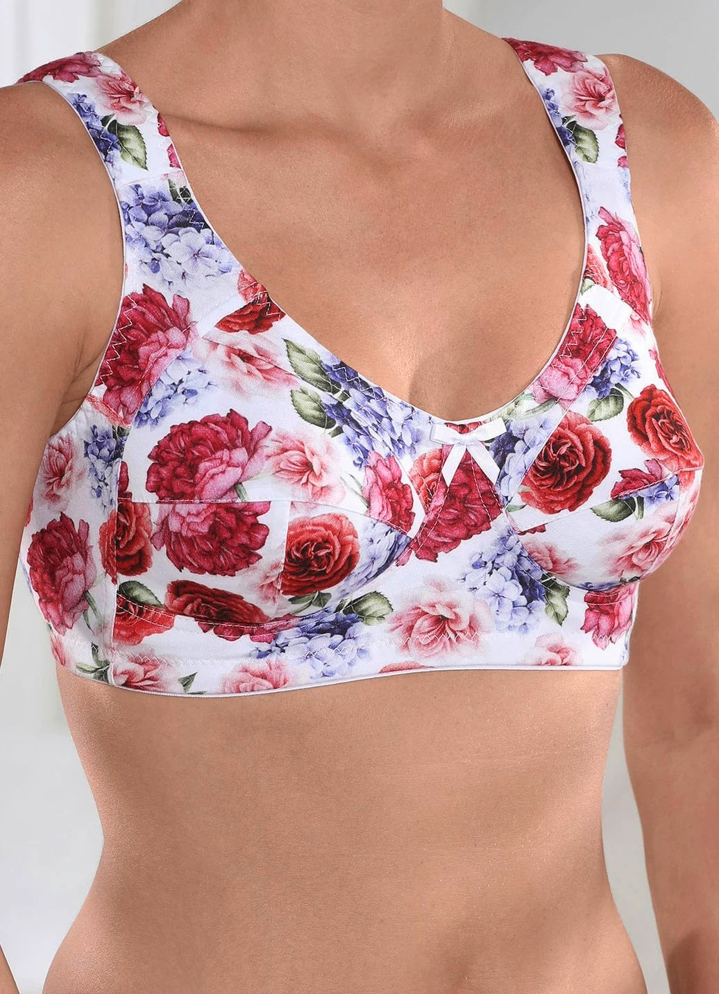 Eveline floral print non-wired bra B-E in white