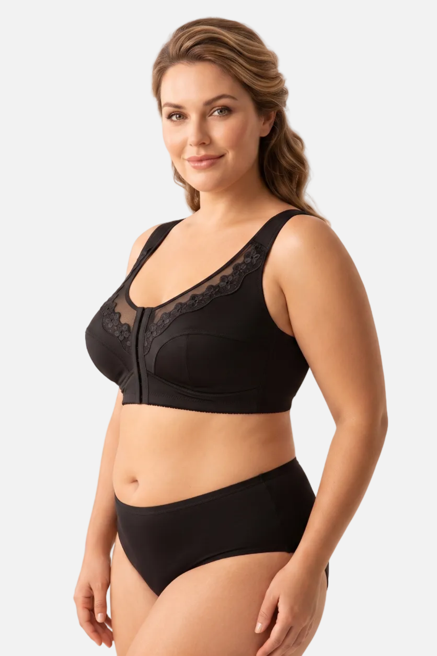 Kristina non-wired front-closing bra in black