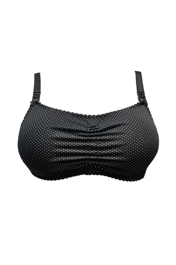 Macy cotton bra with nursing clips in black