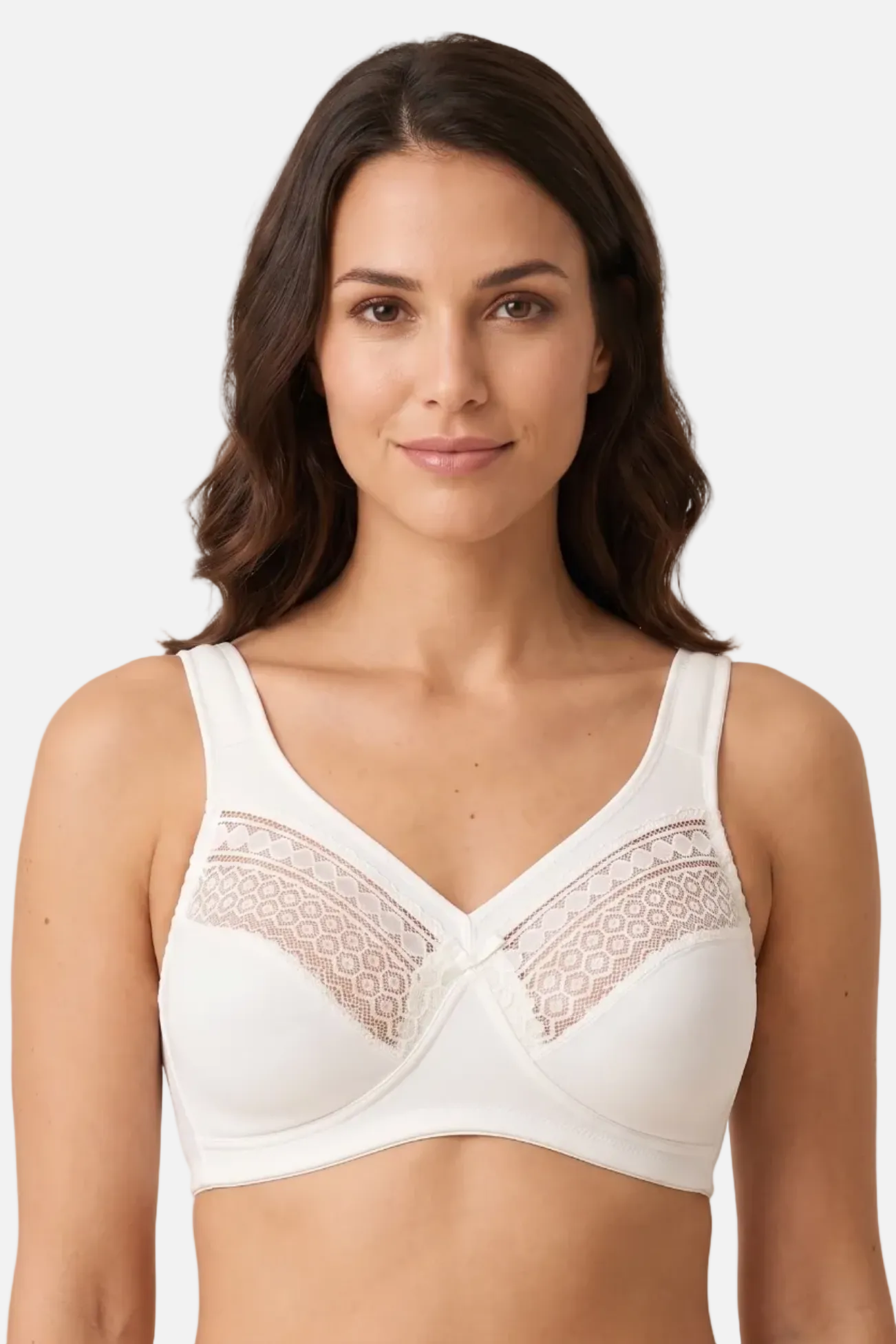 Lorena non-wired white soft bra with lace details