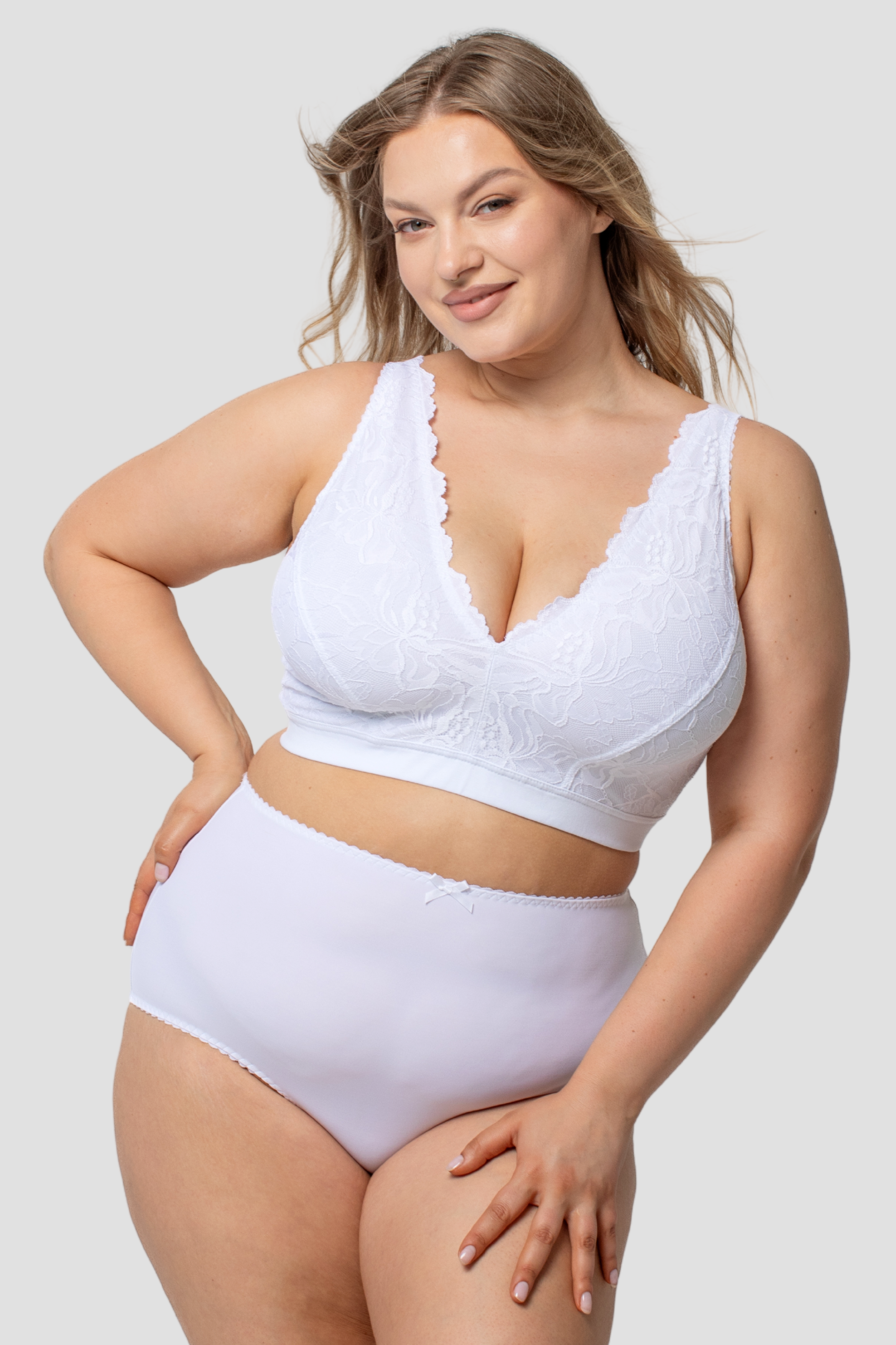 Freya non-wired cotton bra with lace in white