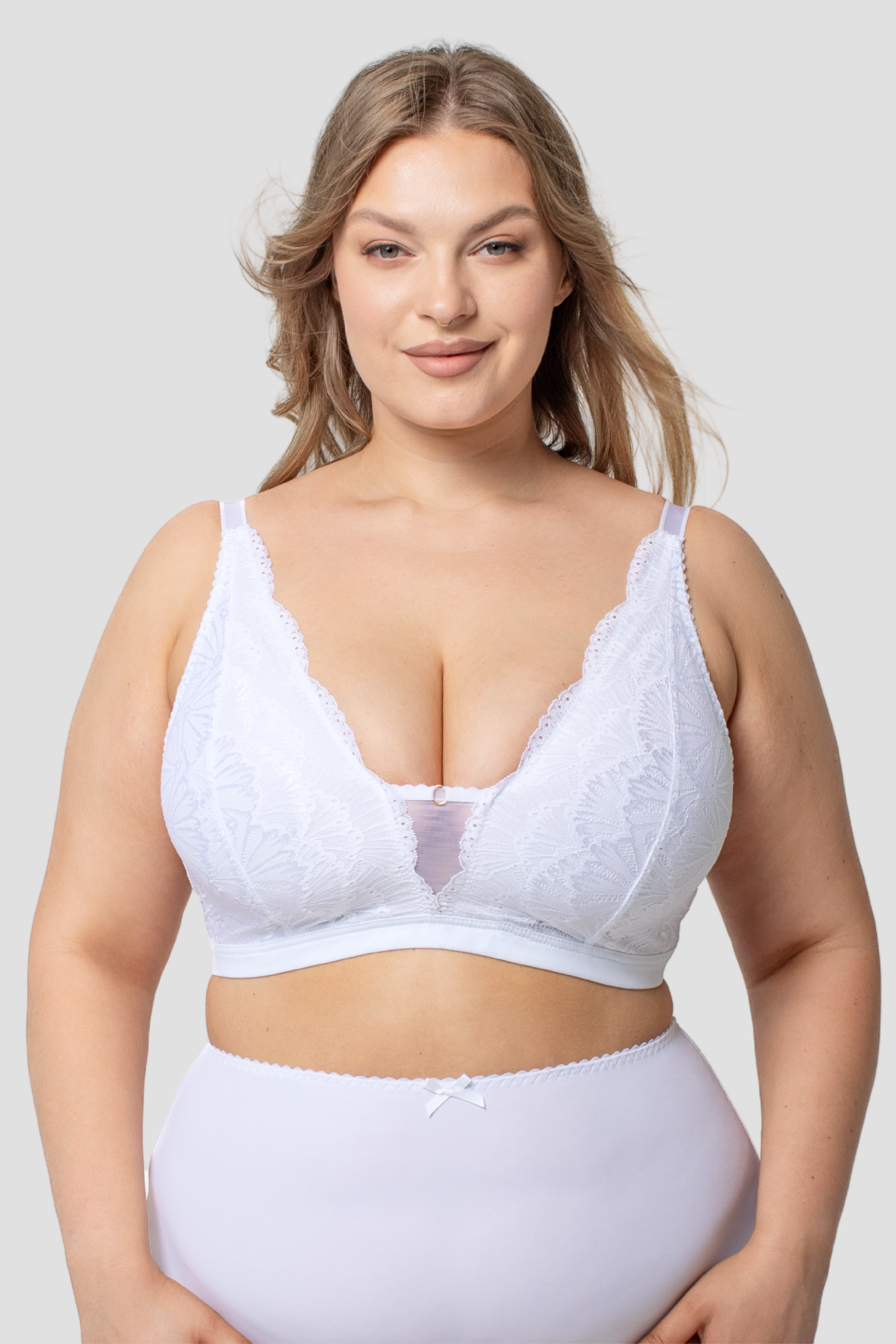 Maria non-wired cotton bra with lace in white