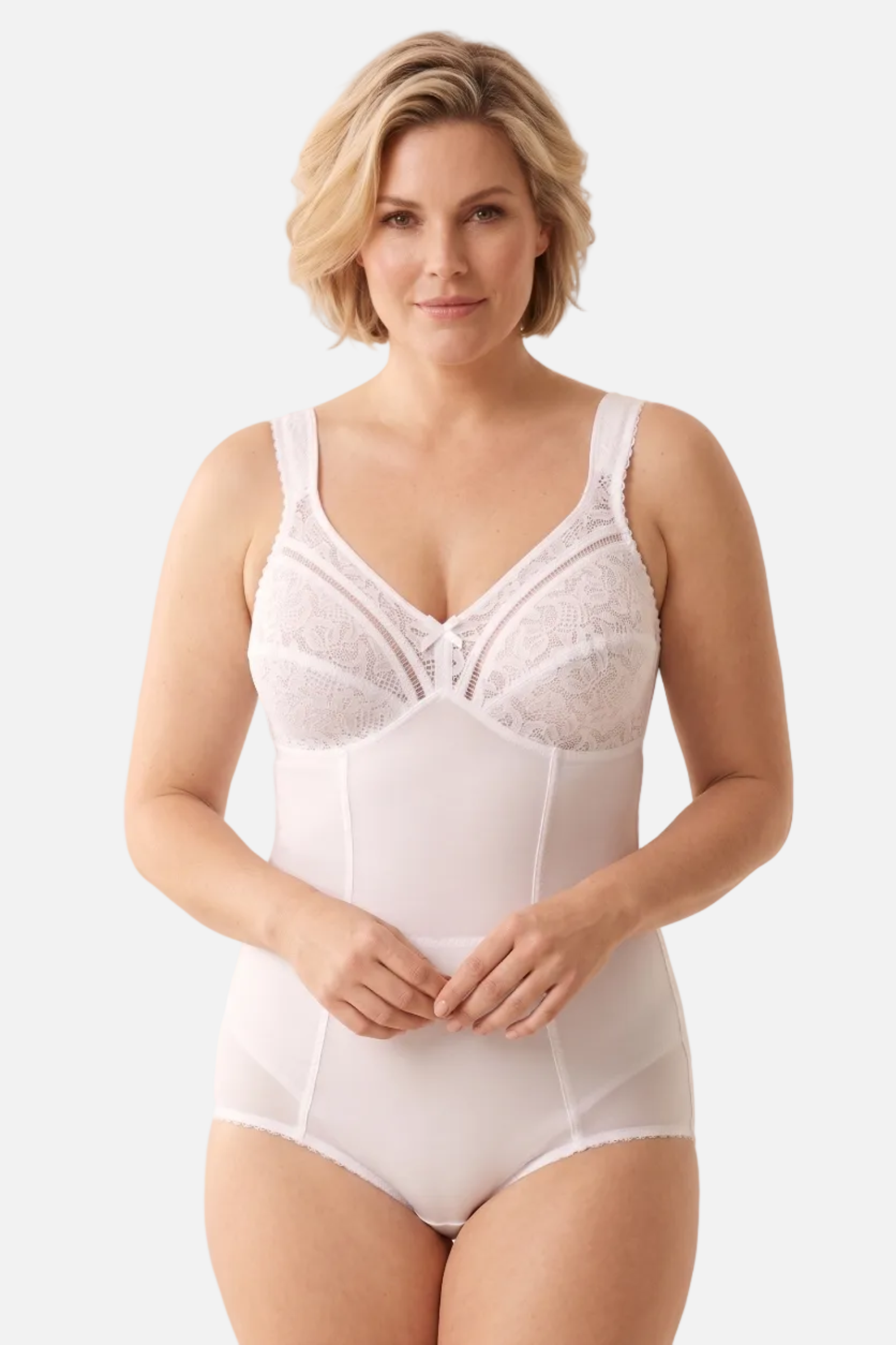 Regina formuojantis bodis su nėriniais