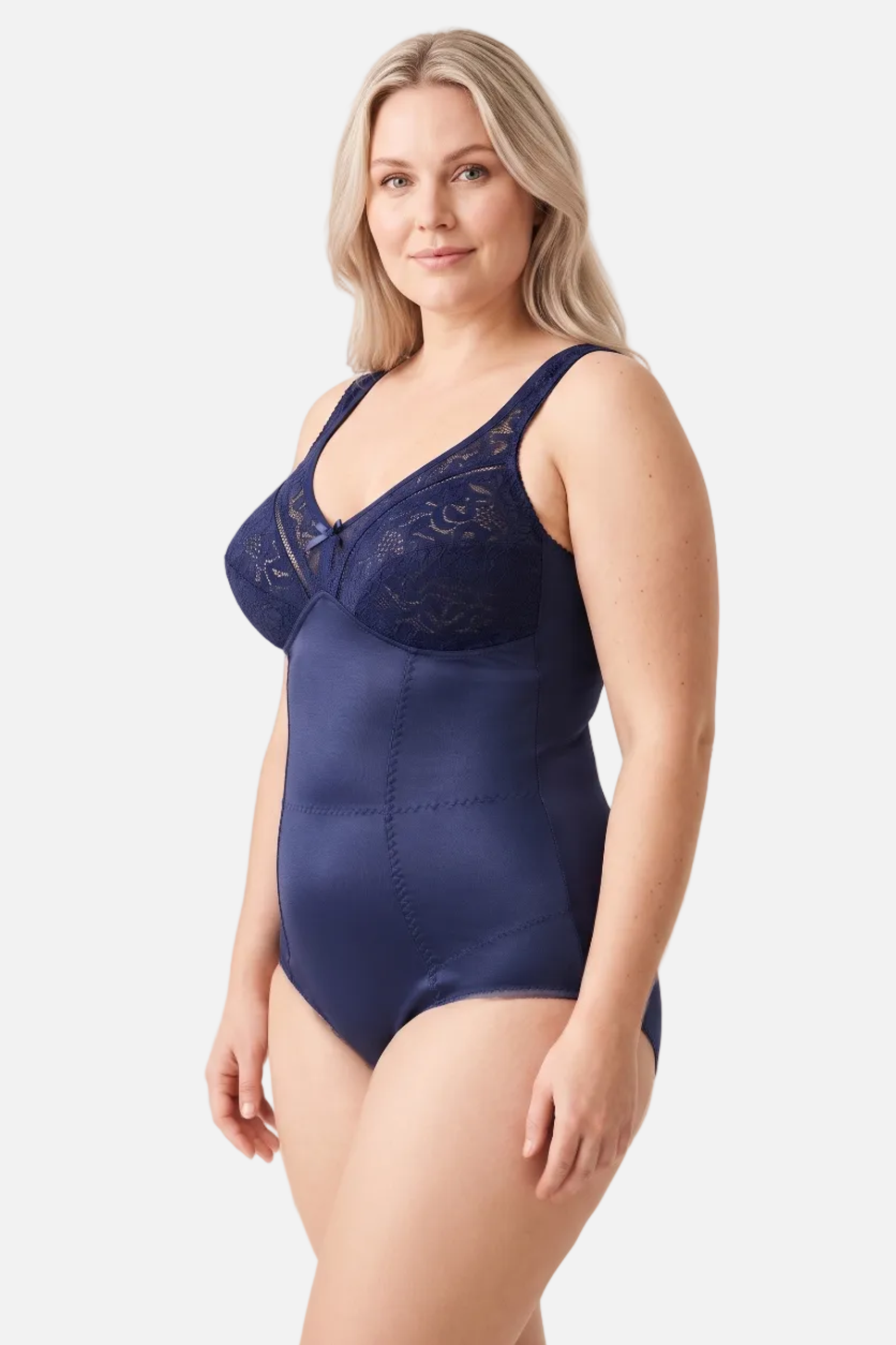 Regina Lace Shaping Bodysuit in navy