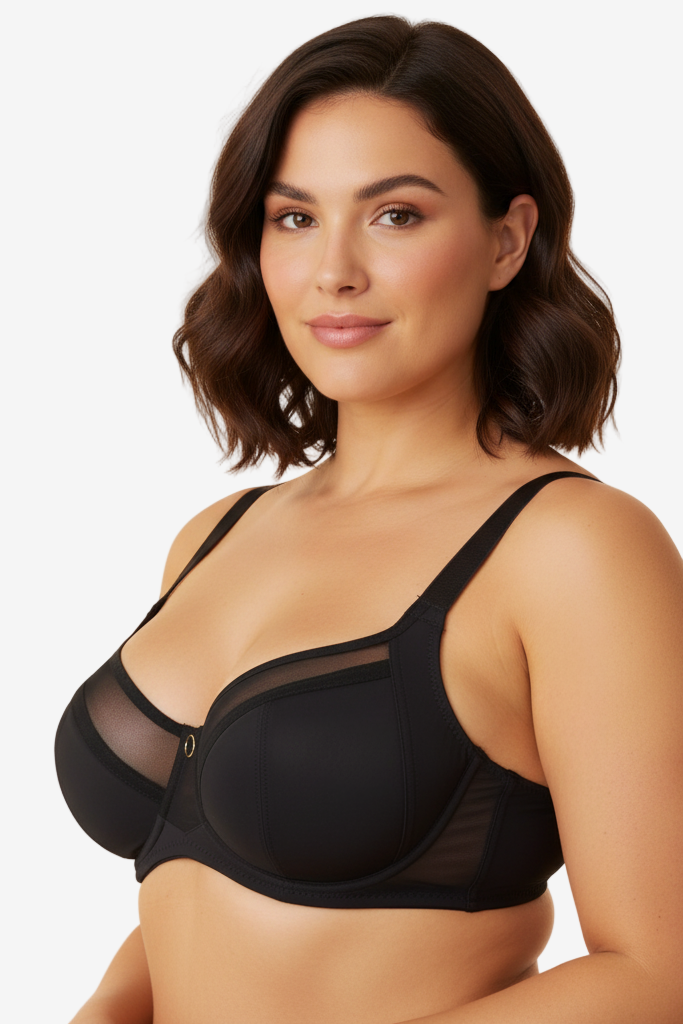 Rose underwired padded bra in black