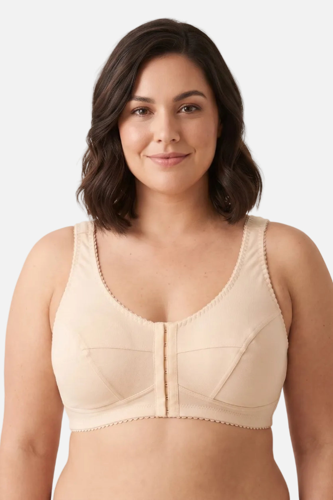 Jessica front closure cotton bra in beige