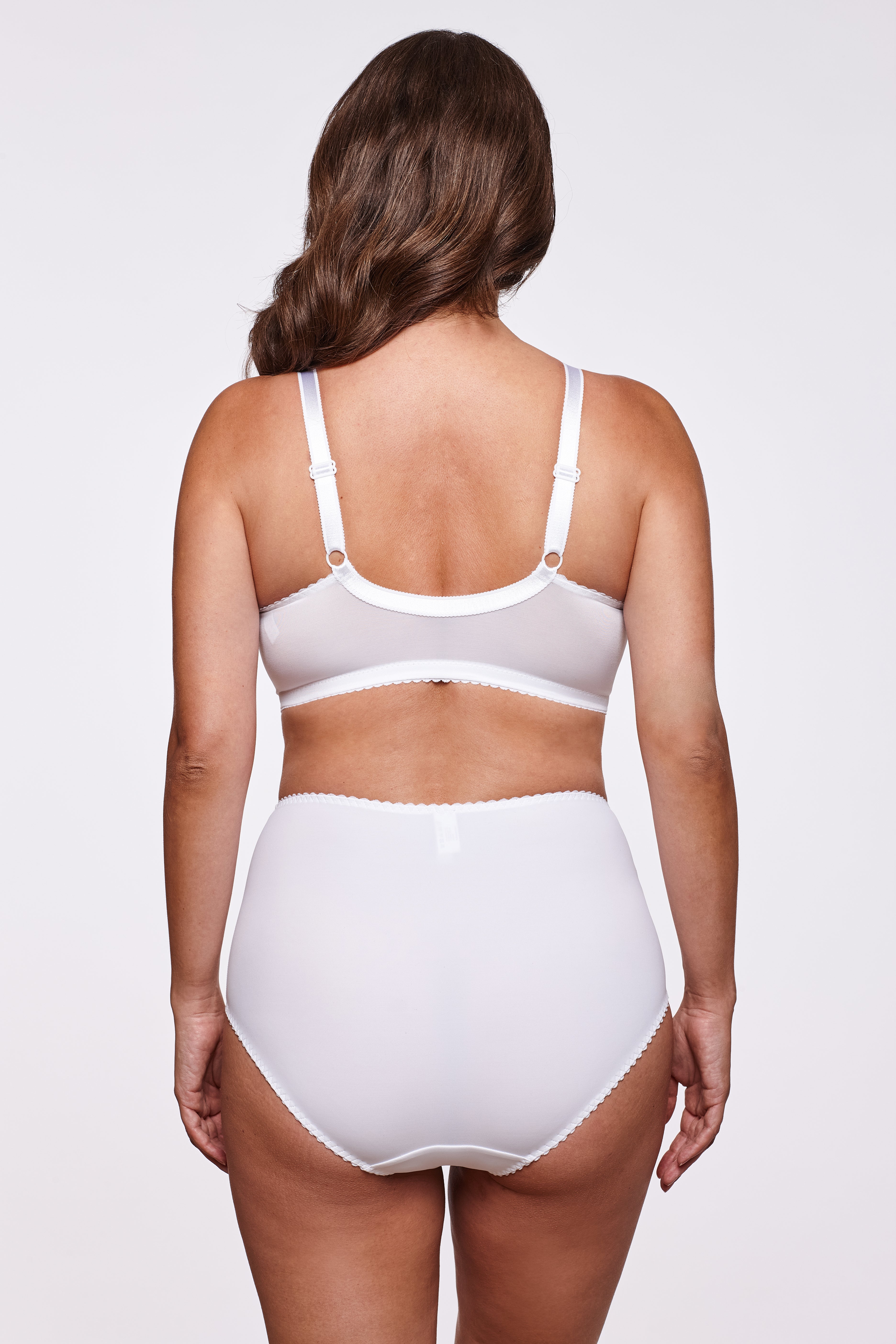 Rita front-closure mastectomy bra B-F in white