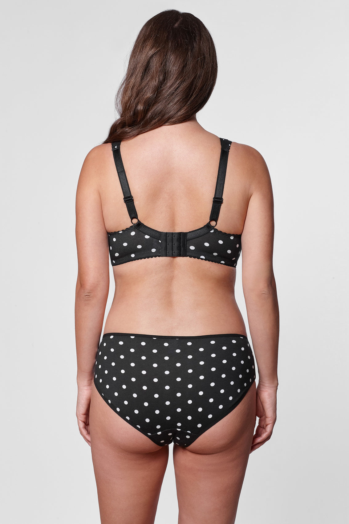 Aida non-wired cotton bra with polka dot print in black