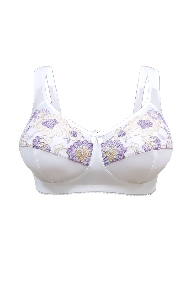 Summer non-wired soft bra with colourful lace E-G