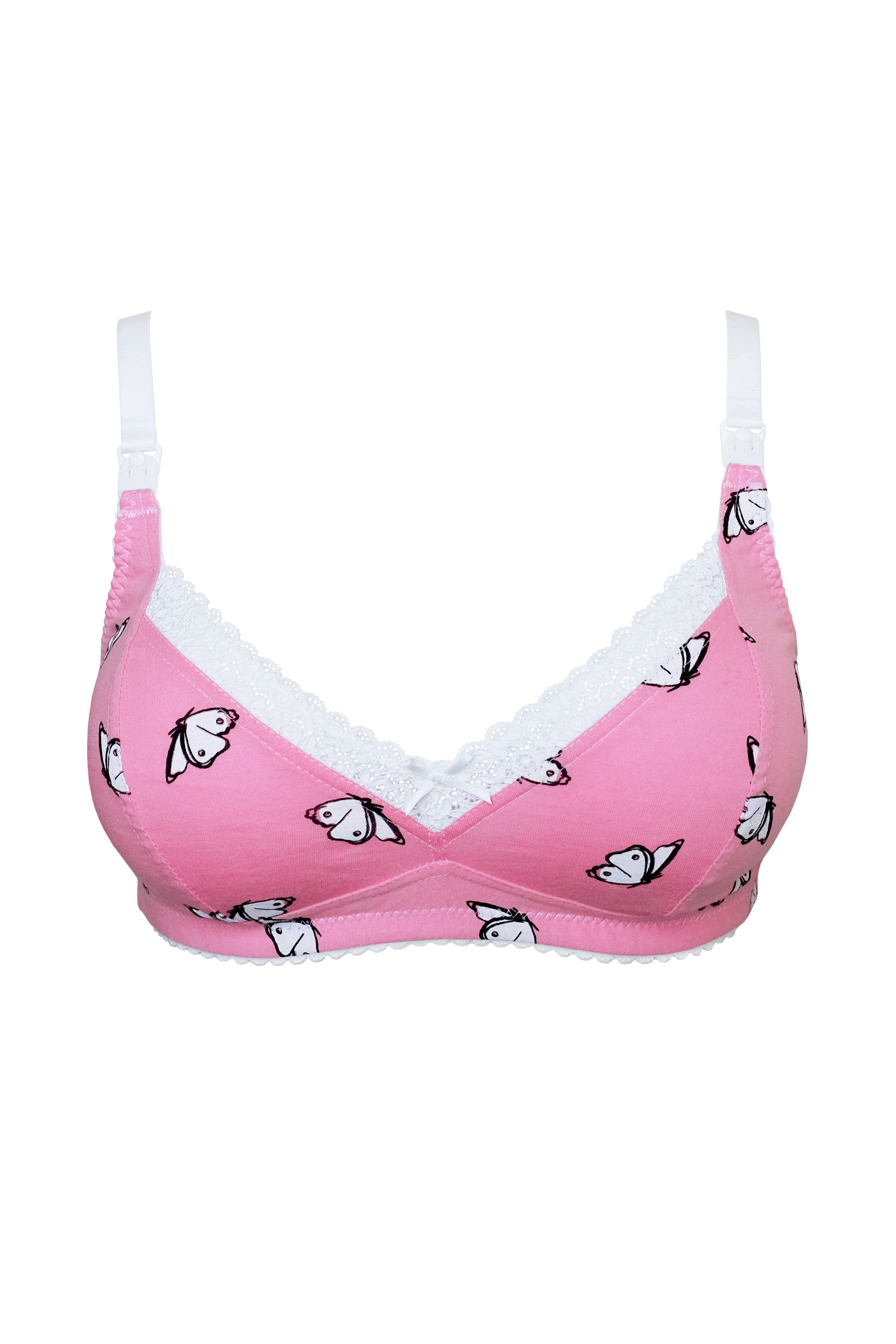 Milita cotton bra with nursing clips in pink