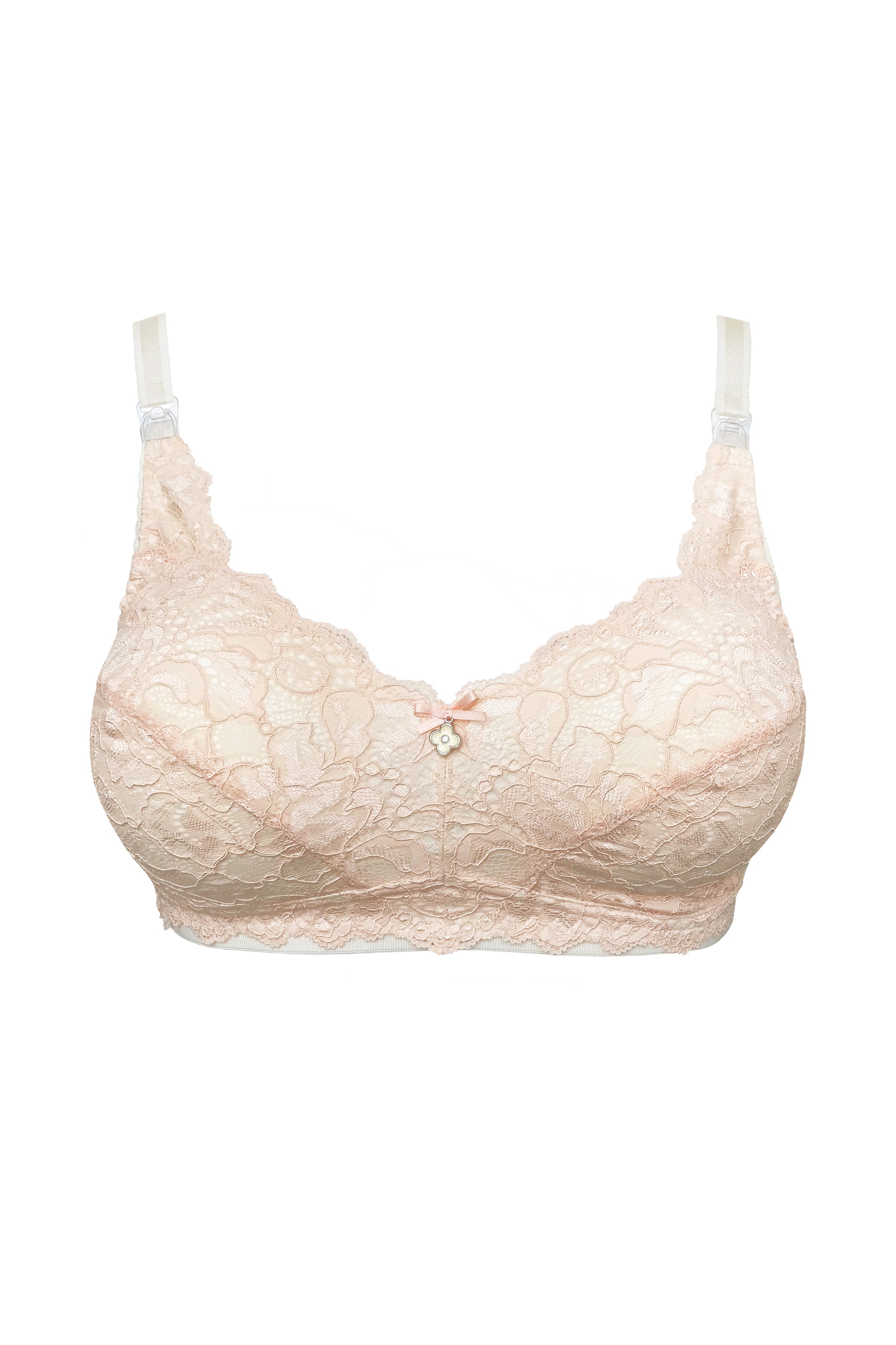 Mila lacy bra with nursing clips in beige