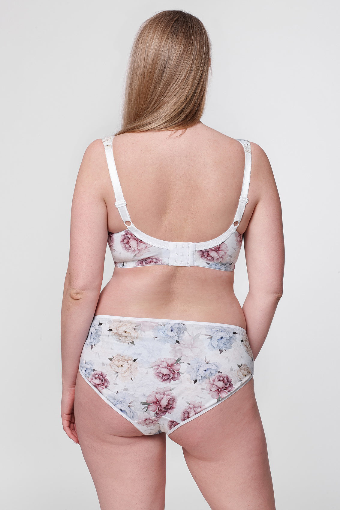 Beatrice floral print non-wired bra in white