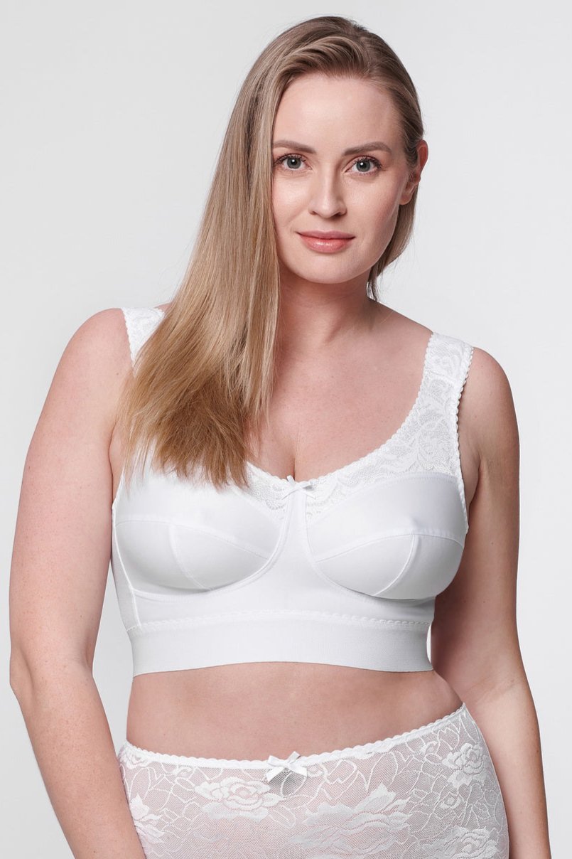 Bianca non-wired long bra in white