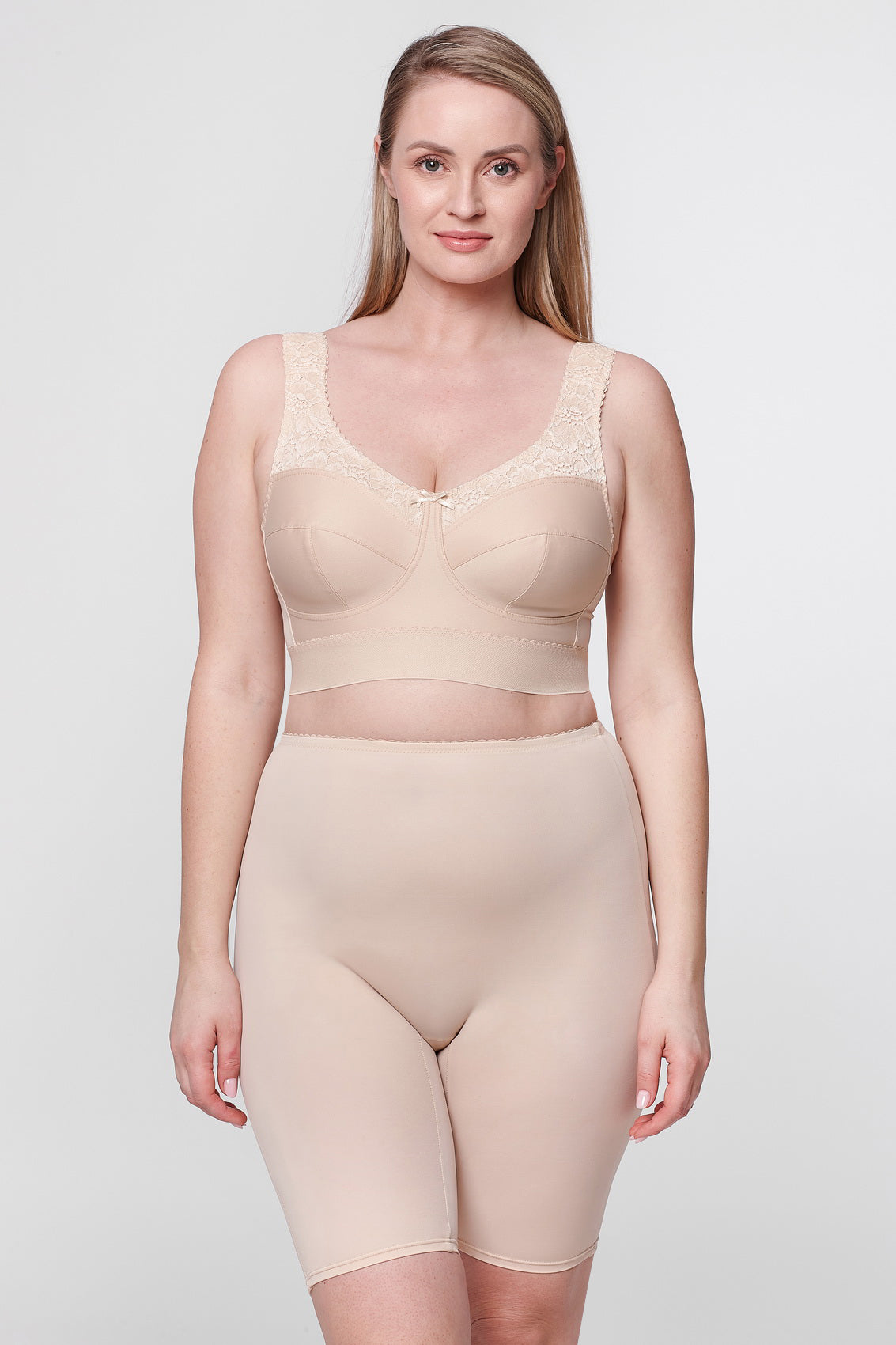 Bianca non-wired long bra in beige