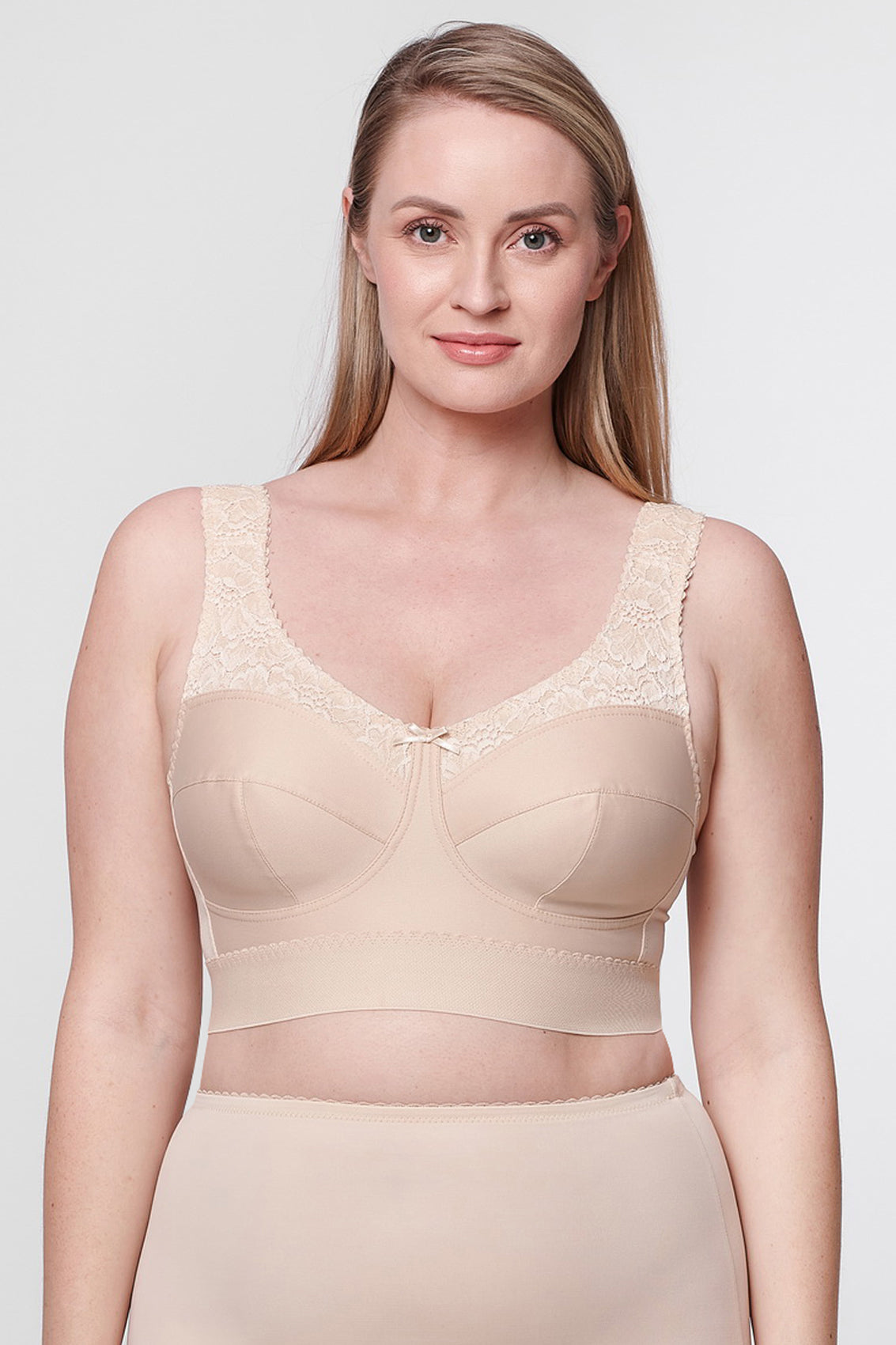 Bianca non-wired long bra in beige