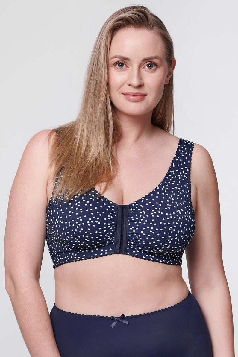 Betti non-wired front-closure bra in navy