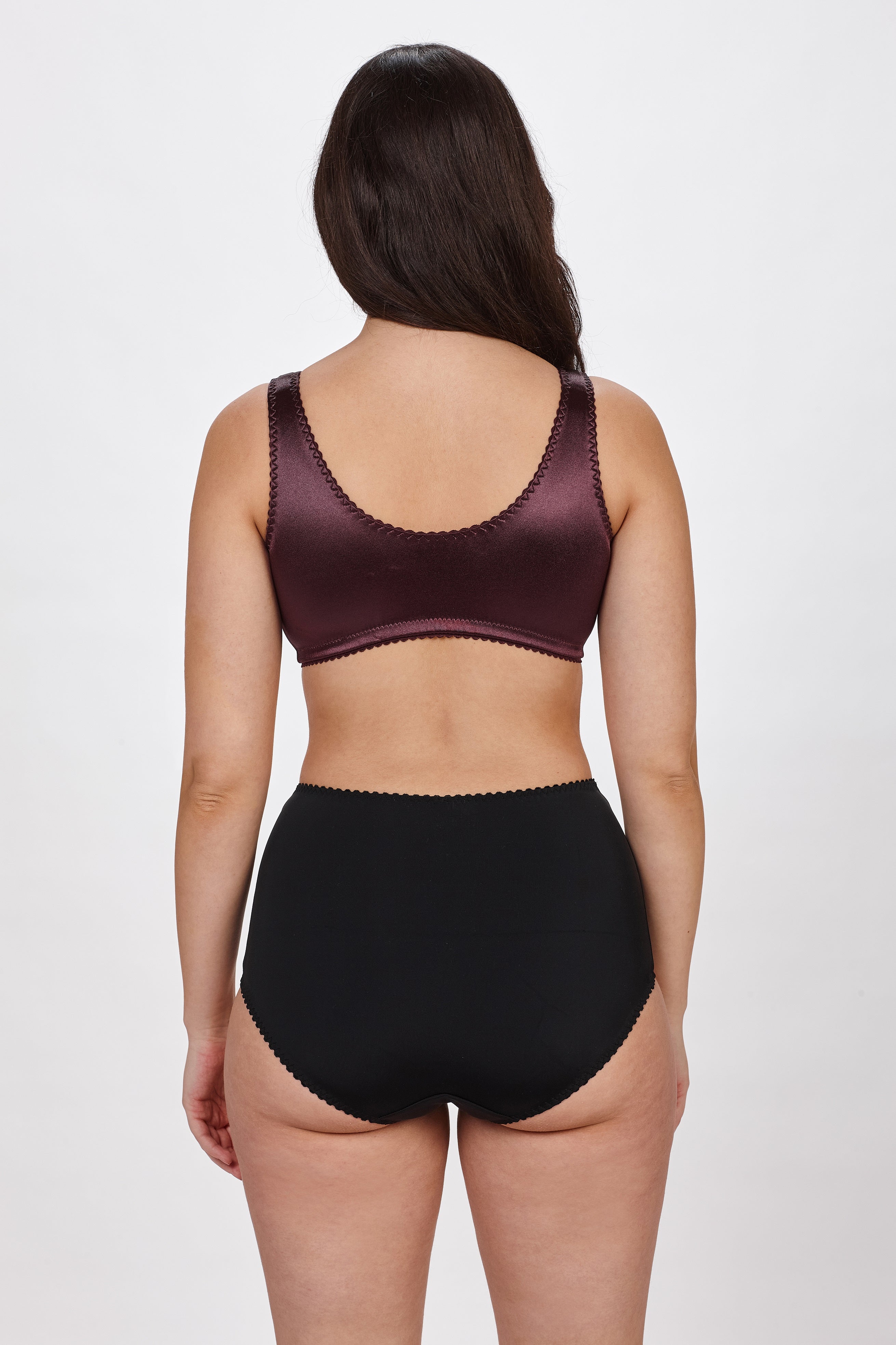 Carina non-wired front-closure bra in burgundy