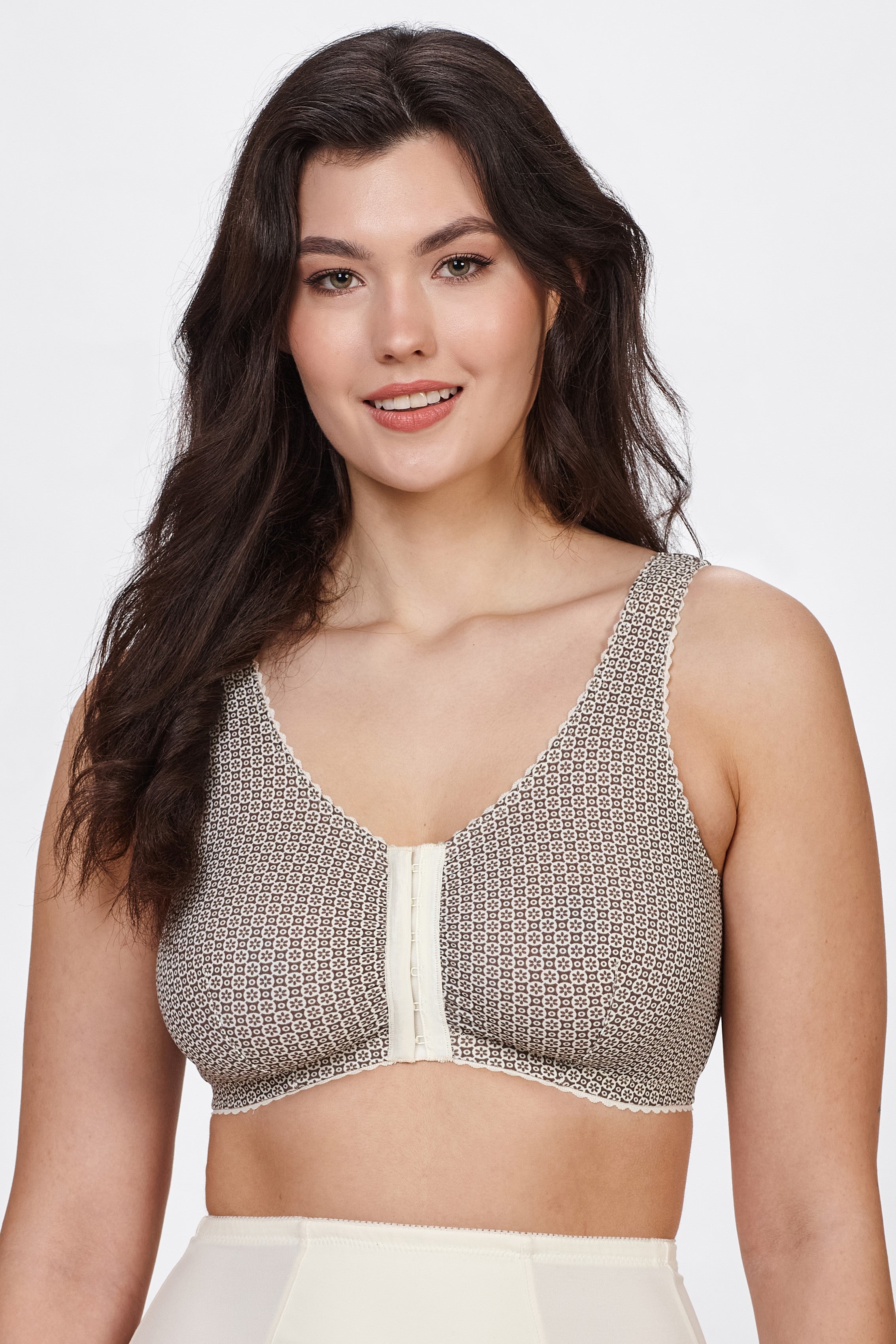 Charlie non-wired front-closure bra in beige