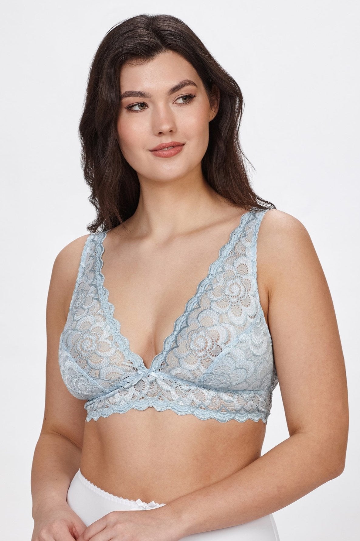 Nia non-wired floral lace bralette in blue