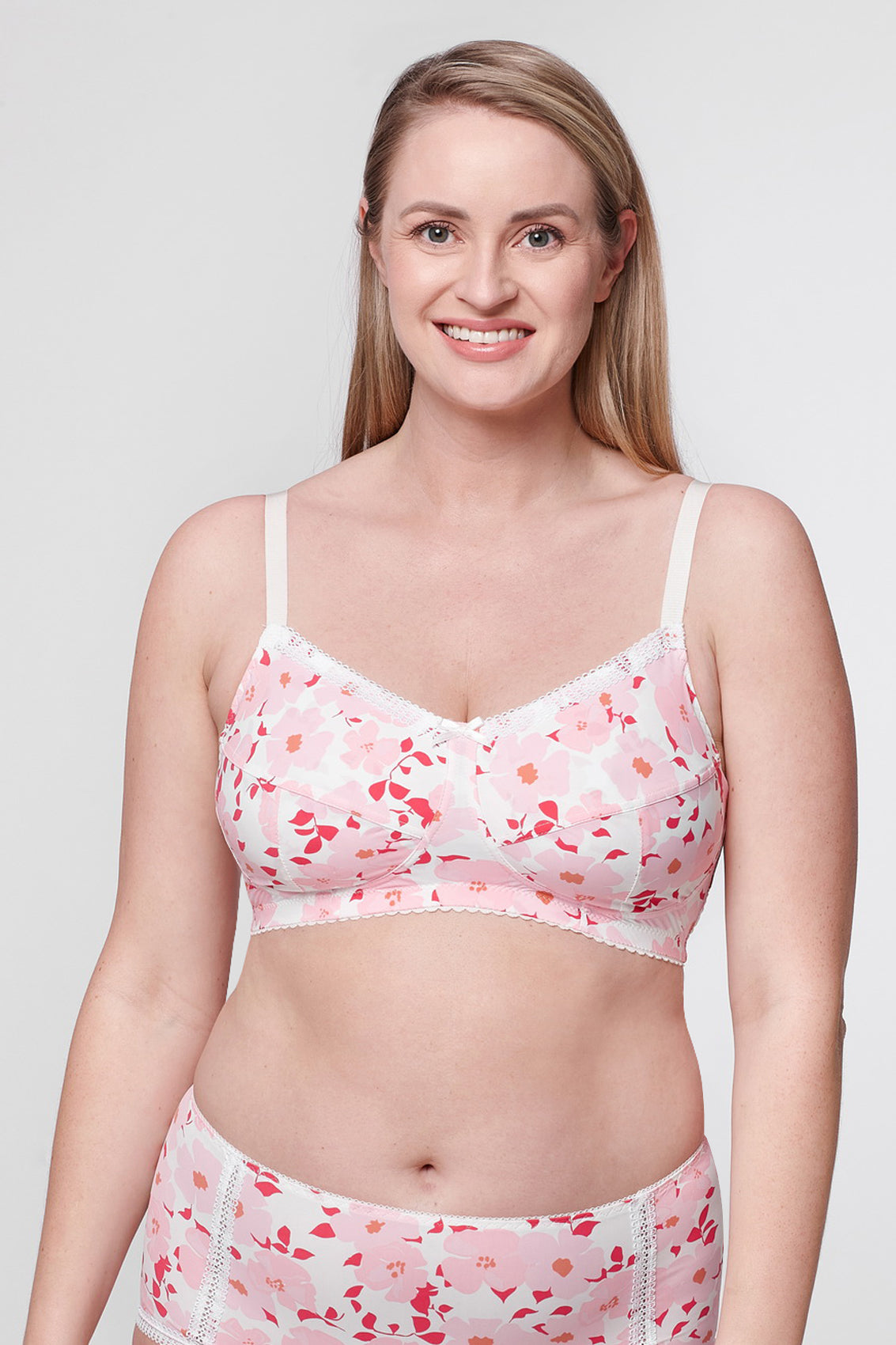 Odette non-wired microfiber mastectomy bra in pink