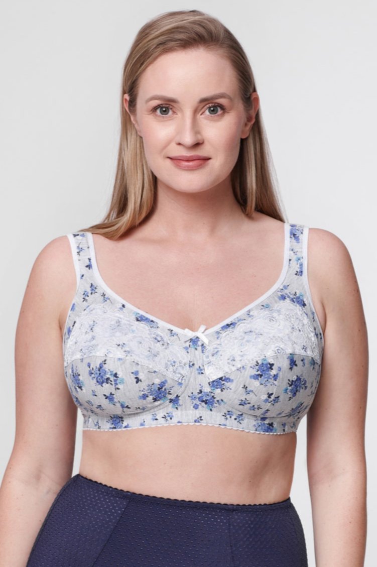 Ollie non-wired cotton mastectomy bra in gray