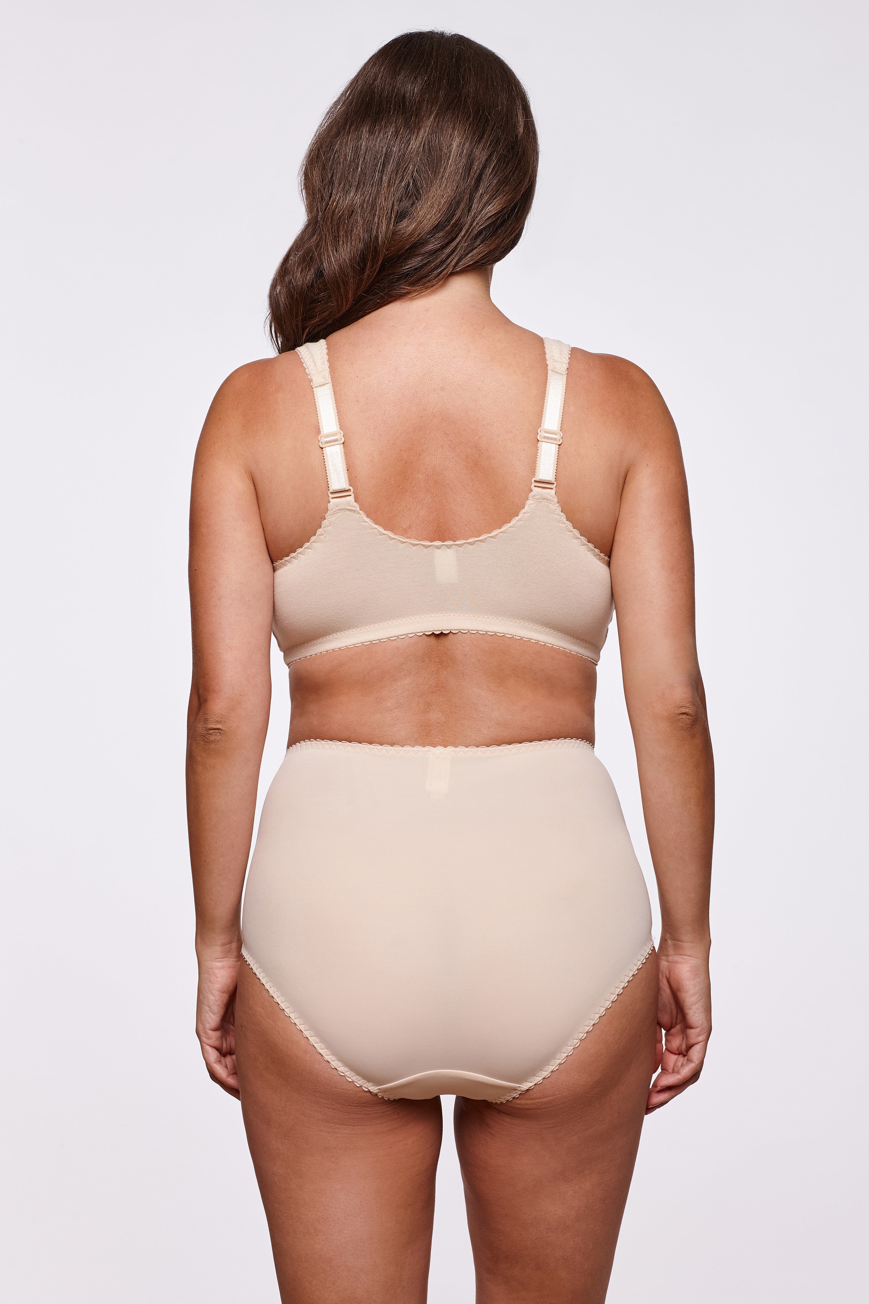 Rosita front closure cotton bra in beige